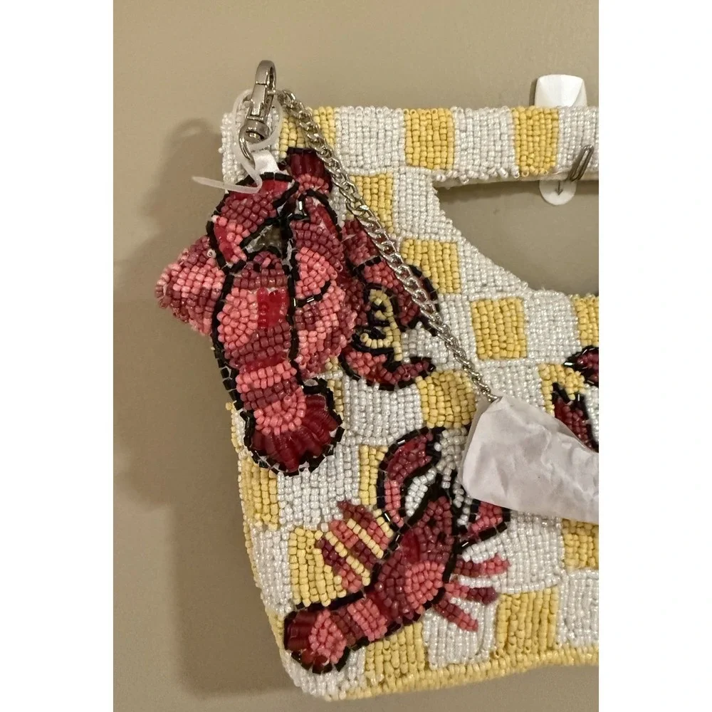 New Release Handcrafted India Yellow Lobster‎ Crossbody Beaded Bag Viral TikTok